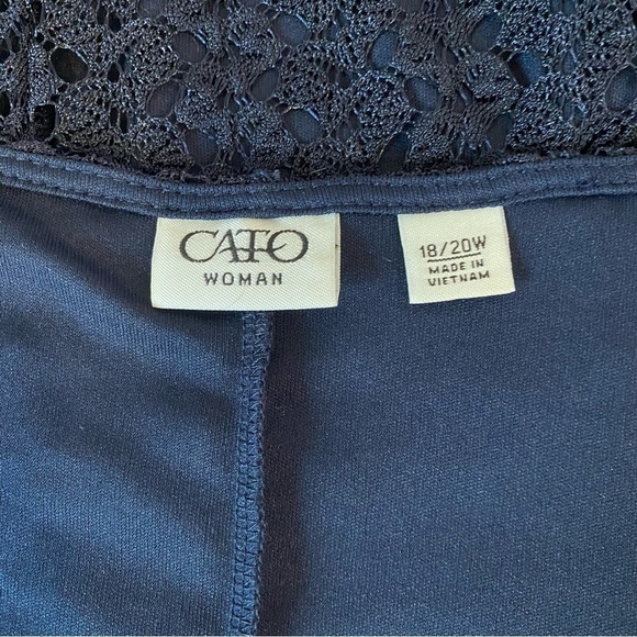 Cato Woman plus size 18/20W Navy Blue Lace lined long sleeve pull-on  blouse top - Picture 6 of 6